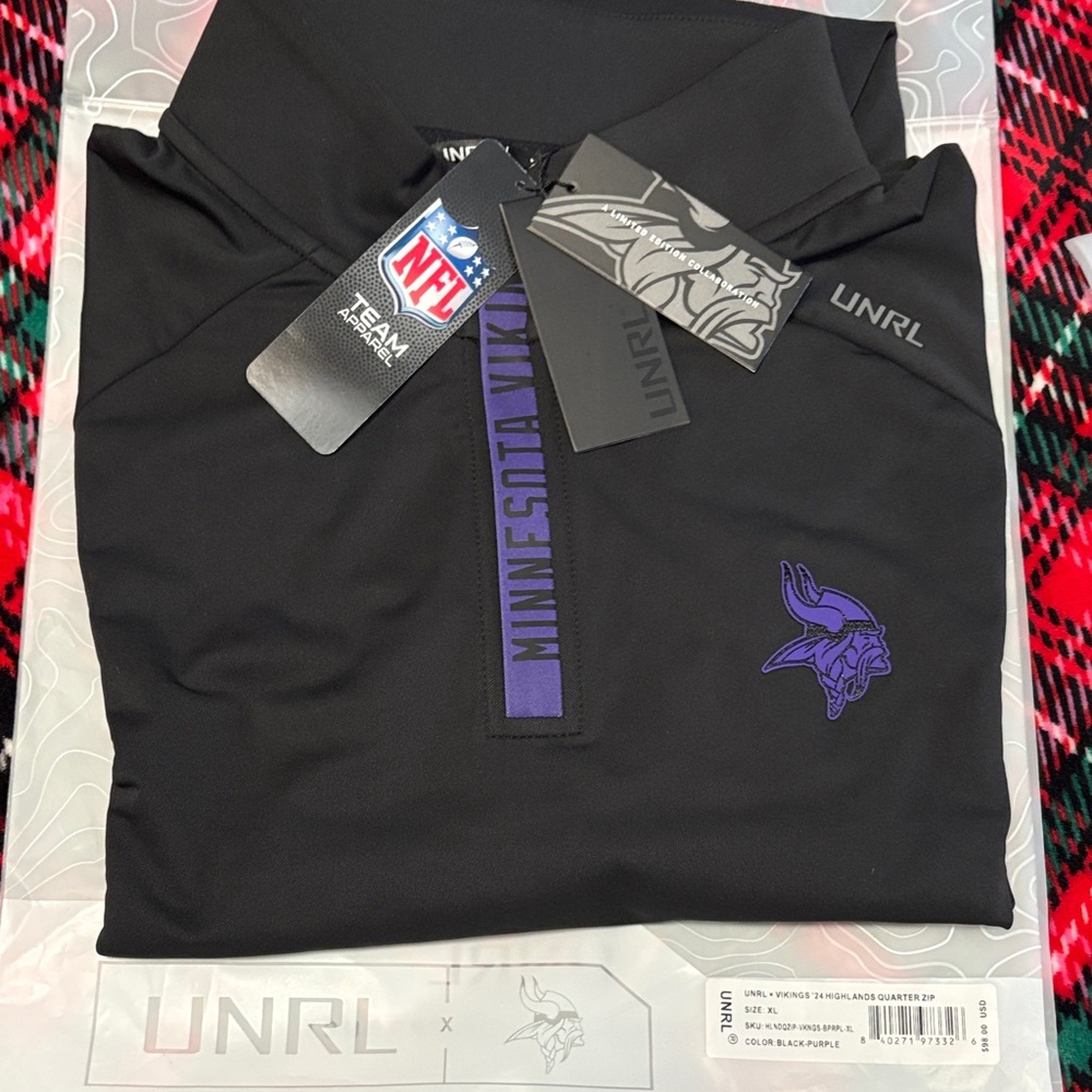 Men's Black Minnesota Vikings UNRLQuarter Zip volume 4